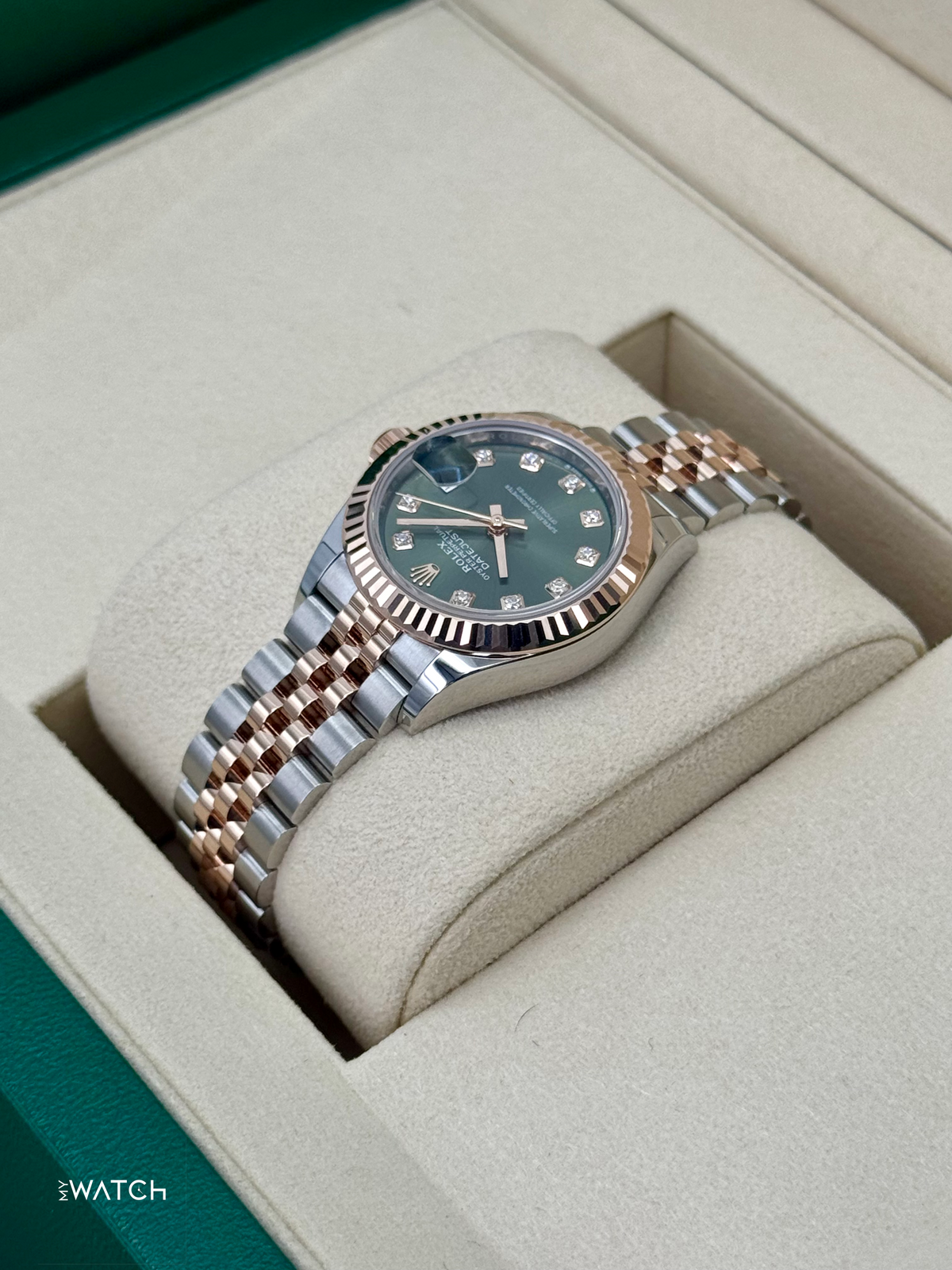 NEW 2025 Rolex Ladies Datejust 28mm 279171 Two-Tone Green Diamond Dial