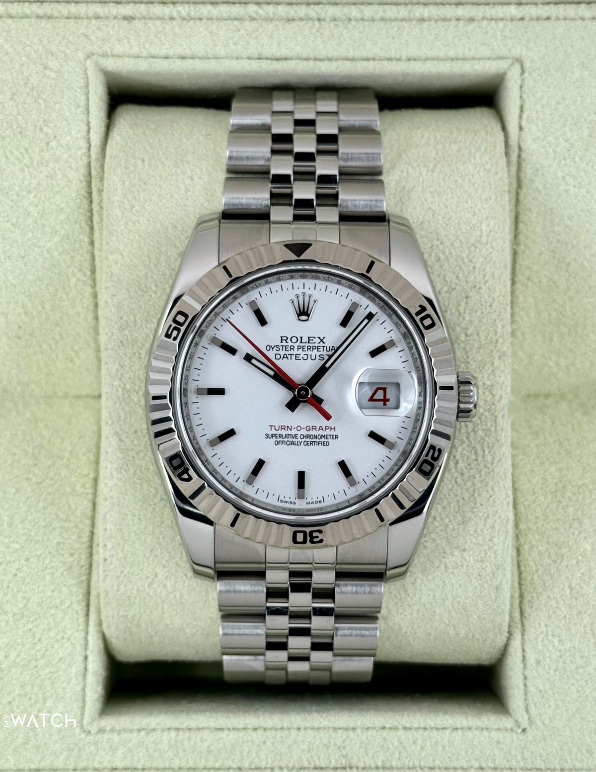 2014 Rolex Datejust Turn-O-Graph 36mm 116264 Jubilee White Dial