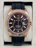NEW 2026 Rolex Sky-Dweller 42mm 336235 Rose Gold Oysterflex Chocolate Dial (STICKERED)
