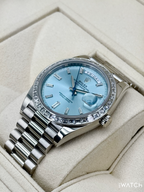 2022 Rolex Day-Date 40mm 228396TBR Ice Blue Diamond Baguette Dial