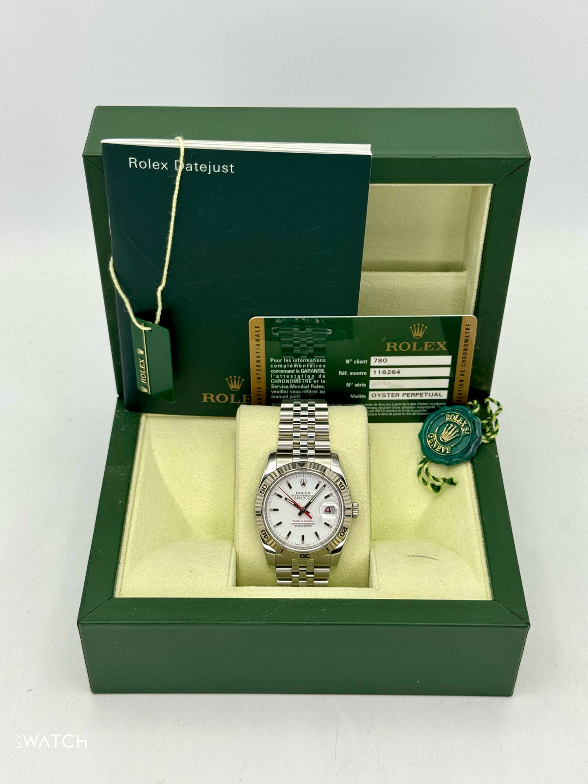 2014 Rolex Datejust Turn-O-Graph 36mm 116264 Jubilee White Dial