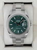 2025 Rolex Datejust 41mm 126300 Stainless Steel Oyster Green Dial
