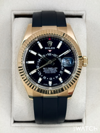 2022 Rolex Sky-Dweller 42mm 326238 Yellow Gold Oysterflex Black Dial
