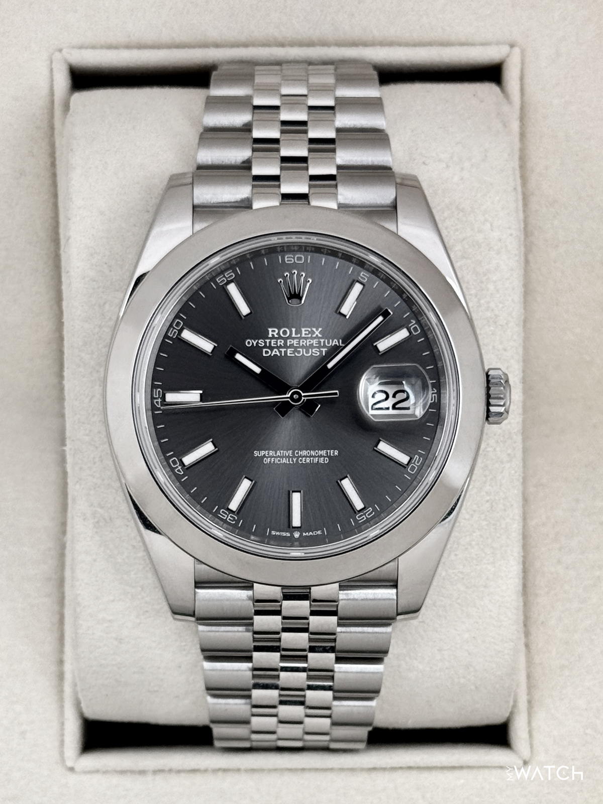 2024 Rolex Datejust 41mm 126300 Stainless Steel Jubilee Rhodium Dial