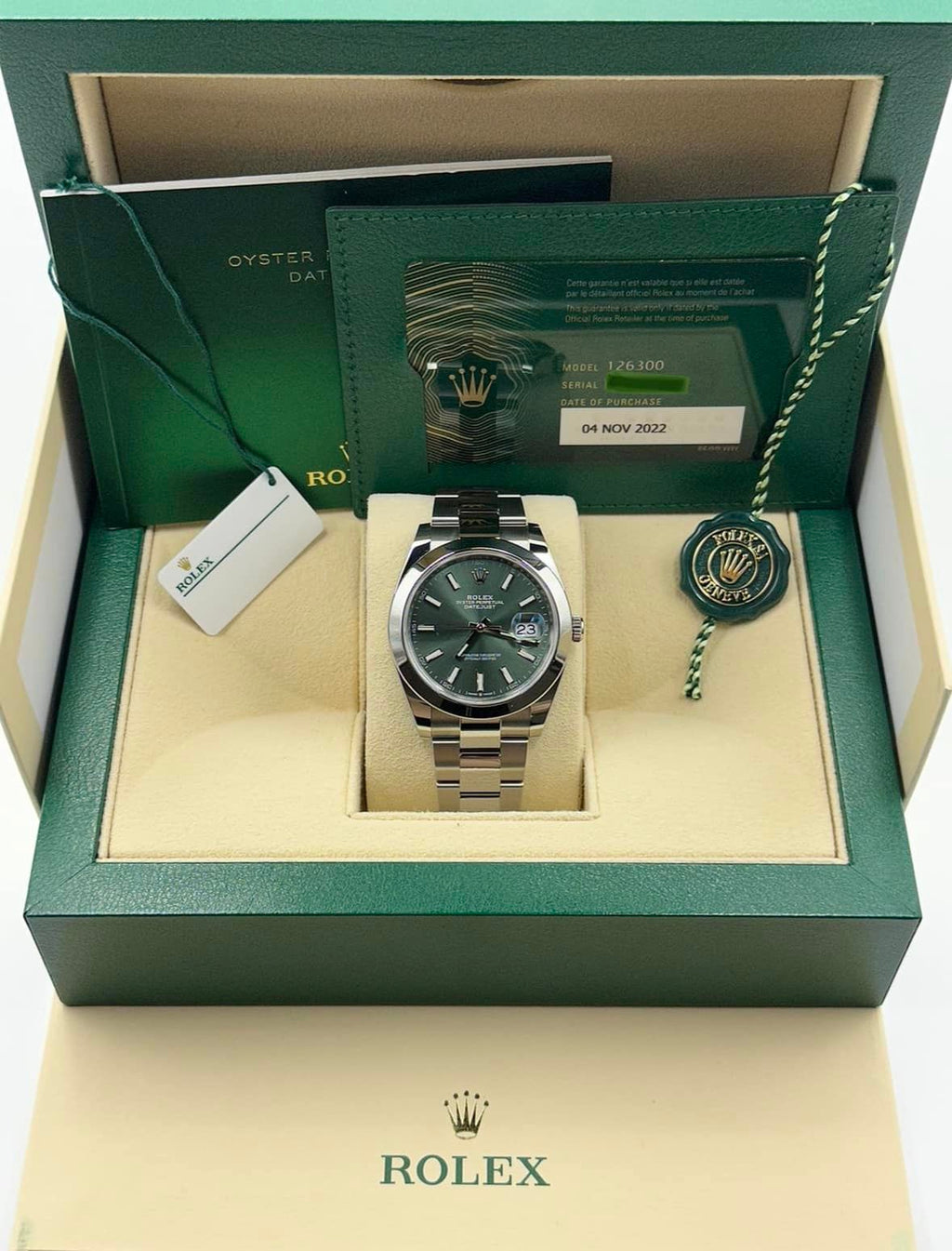 2022 Rolex Datejust 41mm 126300 Oyster Green Dial