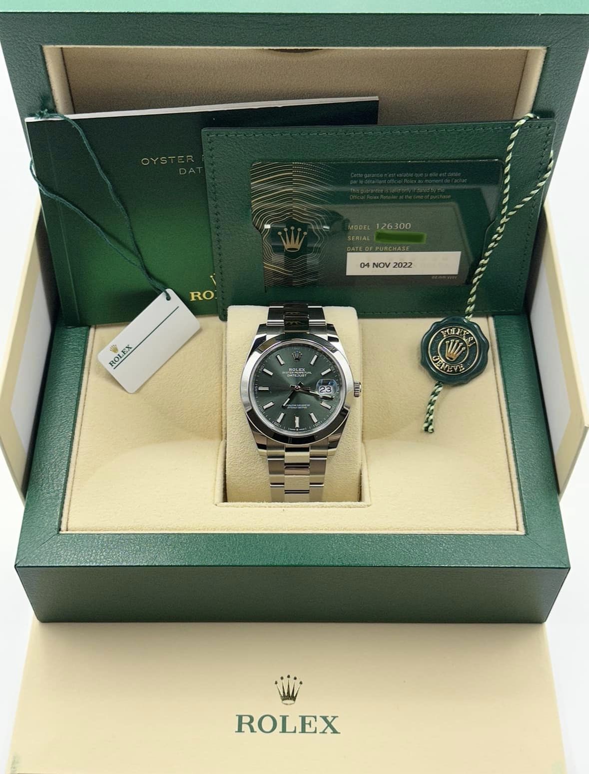 2022 Rolex Datejust 41mm 126300 Oyster Green Dial