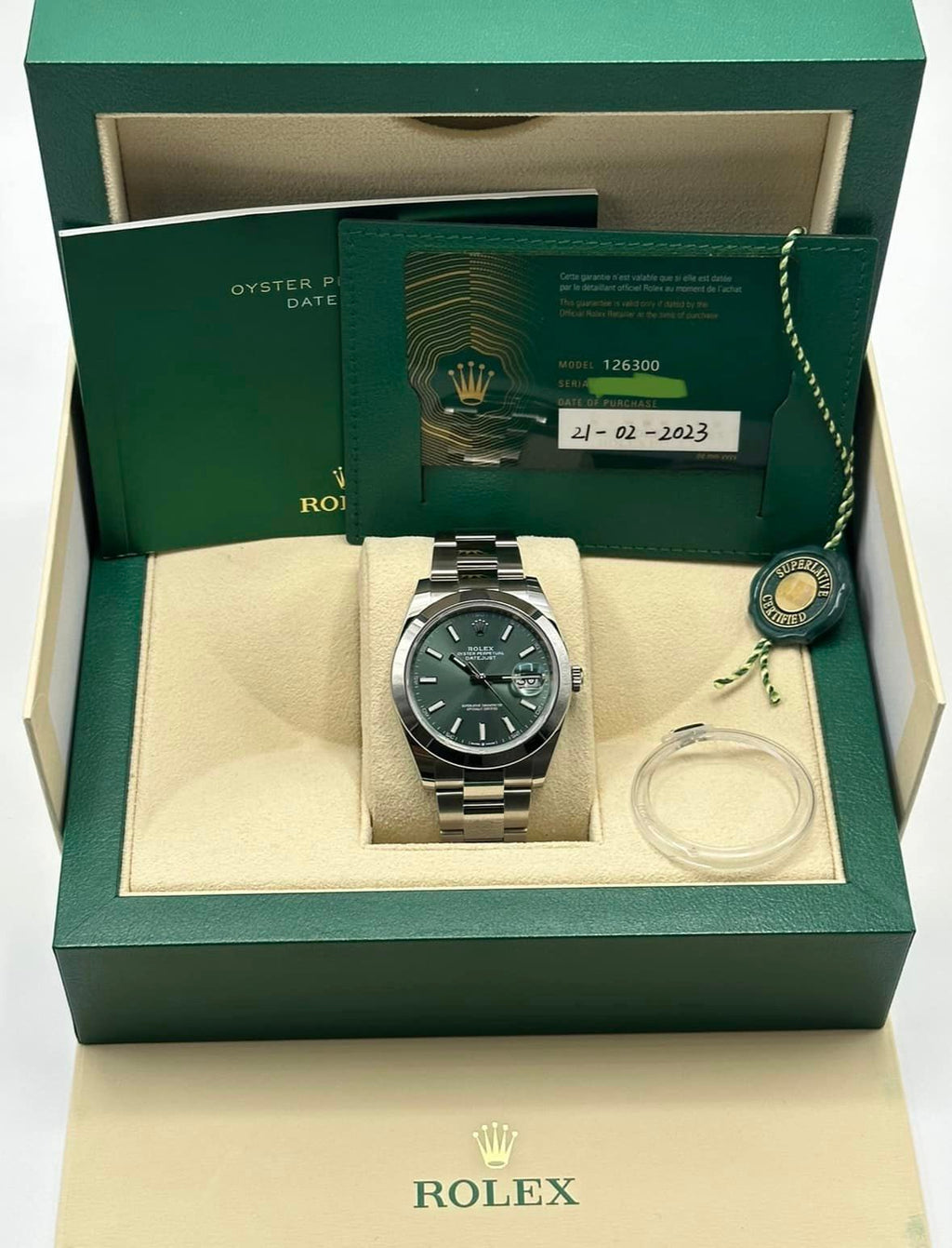 New 2023 Rolex Datejust 41mm 126300 Oyster Green Dial