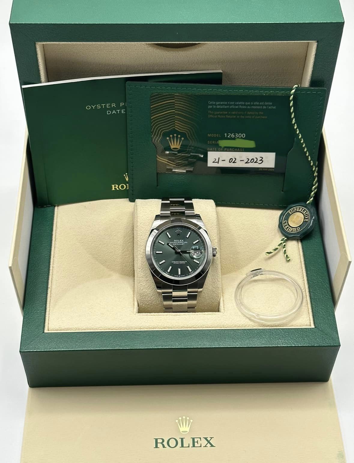 New 2023 Rolex Datejust 41mm 126300 Oyster Green Dial