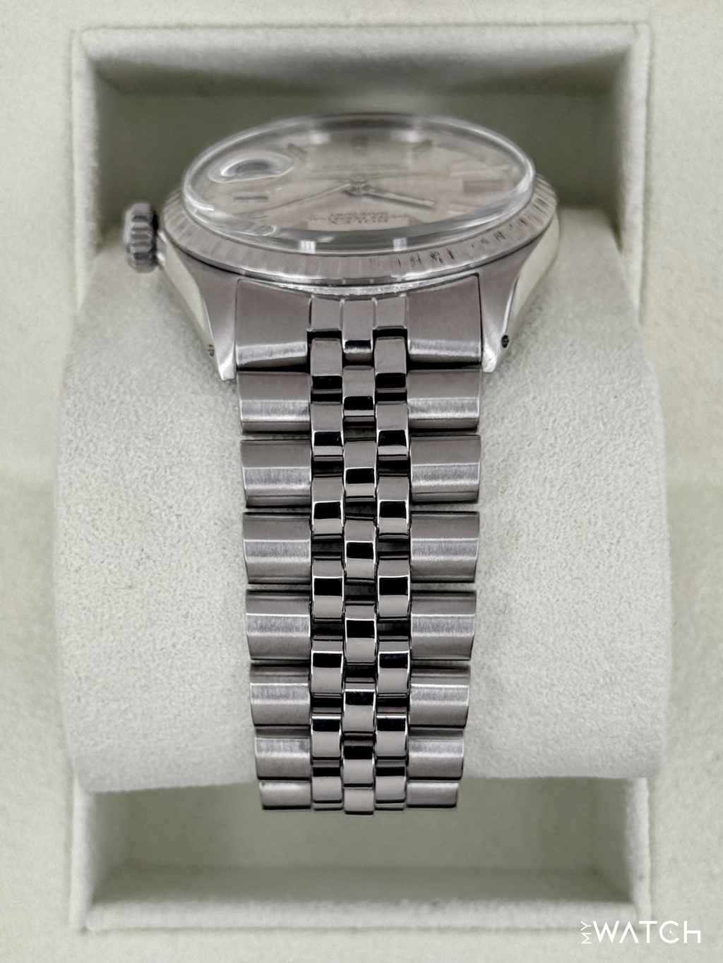 1970 Rolex Datejust 36mm 1603 Stainless Steel Jubilee Silver Linen Dial