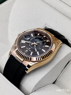 2025 CPO Rolex Sky-Dweller 42mm 326235 Rose Gold Oysterflex Chocolate Dial (CPO)