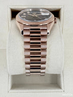 2022 Rolex Day-Date 36mm 128235 Rose Gold Chocolate Diamond Dial