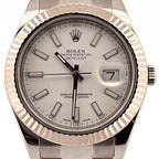 2013 Rolex Datejust II 41mm 116334 Oyster White Stick Dial