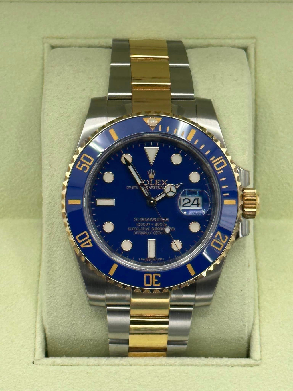 NEW OLD STOCK 2012 Rolex Submariner 40mm 116613LB RARE FLAT BLUE DIAL