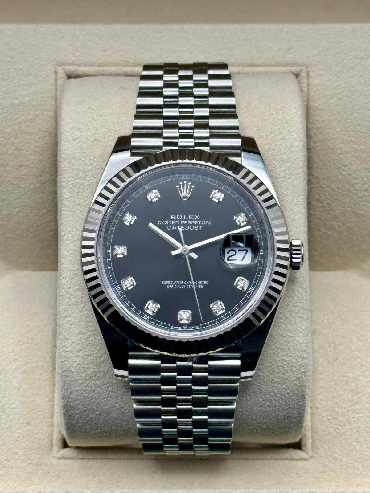 2019 Rolex Datejust 41mm 126334 Jubilee Black Diamond Dial