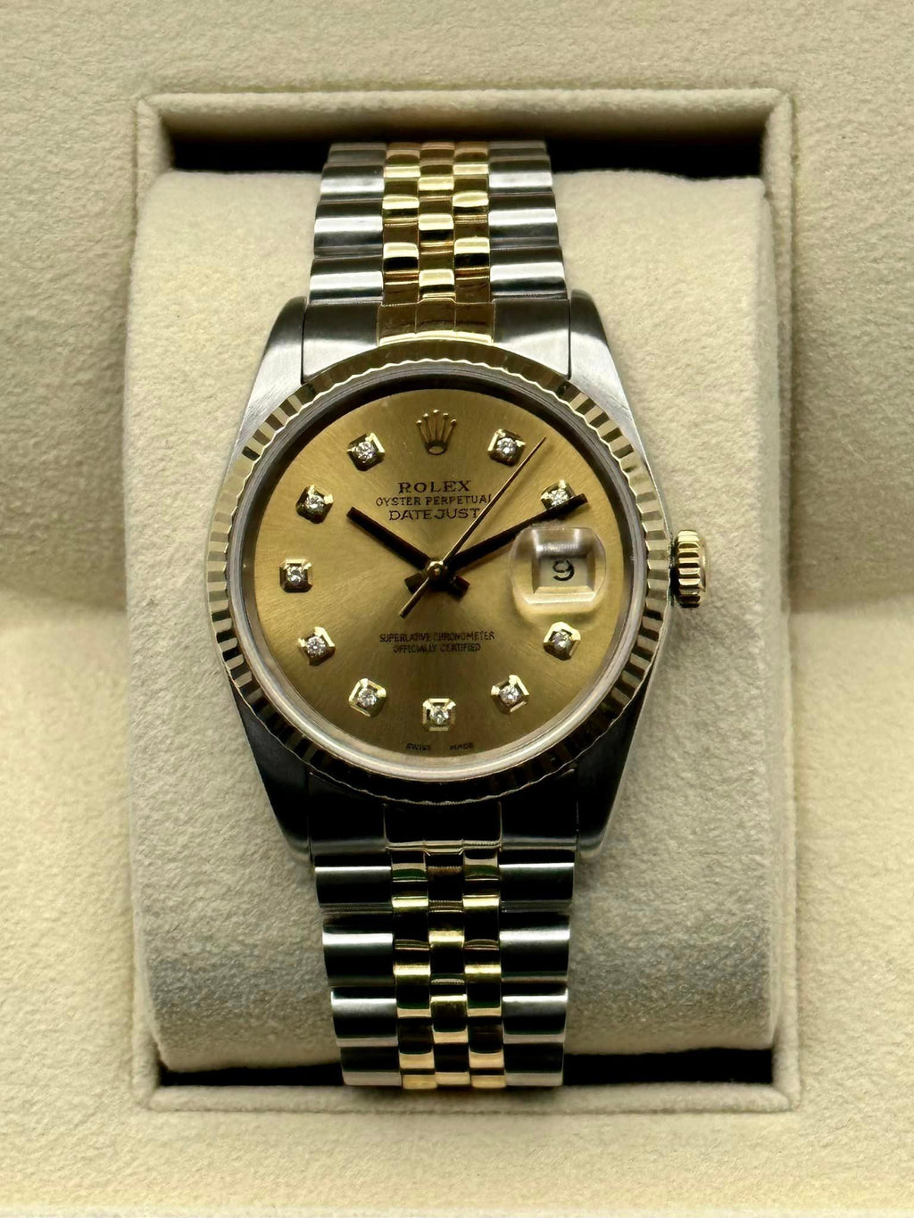 Rolex Datejust 36mm 16233 Two-Tone Jubilee Champagne Diamond Dial