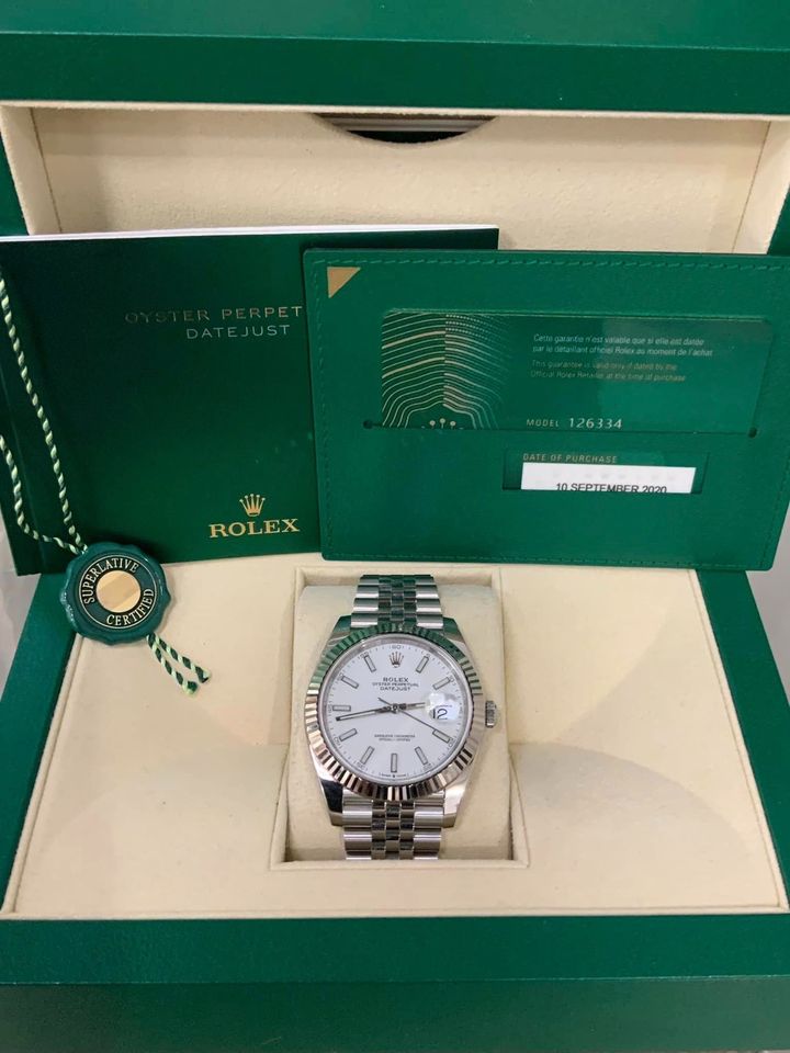2020 Rolex Datejust 41mm 126334 Jubilee White Stick Dial