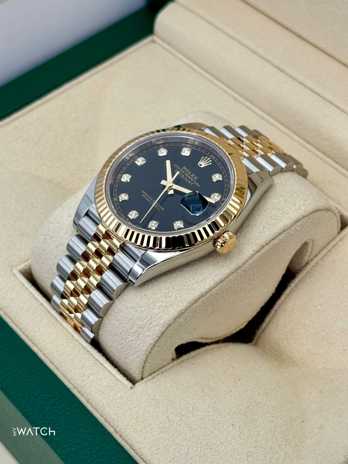 2024 Rolex Datejust 41mm 126333 Two-Tone Jubilee Black Diamond Dial