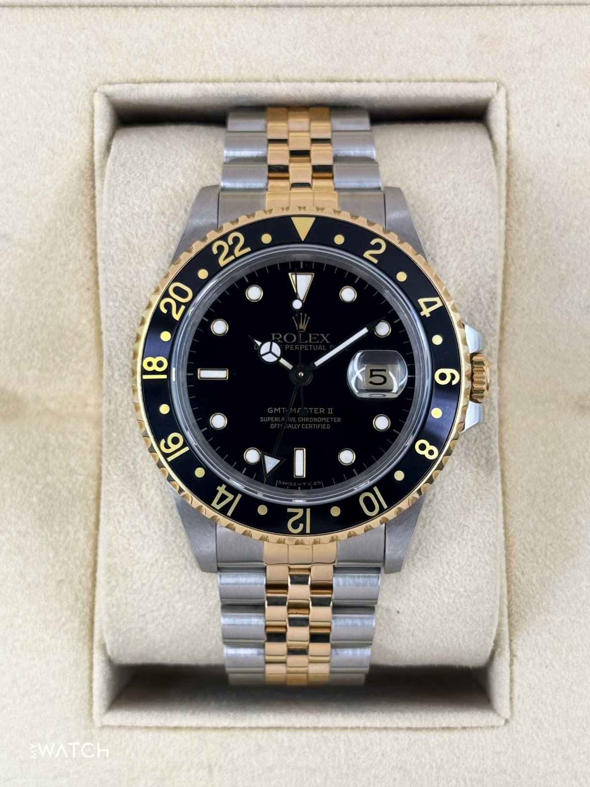 1988 Rolex GMT-Master II 40mm 16713 Two-Tone Jubilee Black Dial
