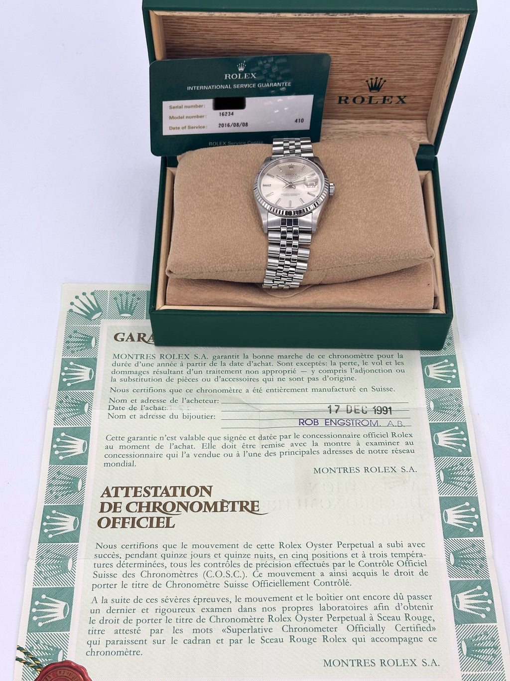 1991 Rolex Datejust 36mm 16234 Stainless Steel Jubilee Silver Dial