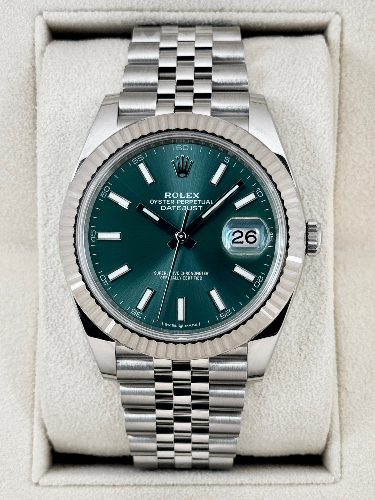 2023 Rolex Datejust 41mm 126334 Stainless Steel Jubilee Mint Green Dial