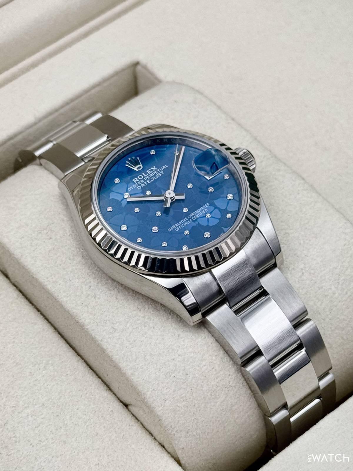 2025 Rolex Lady Datejust 31mm 278274 Stainless Steel Oyster Azzuro Blue Floral Dial