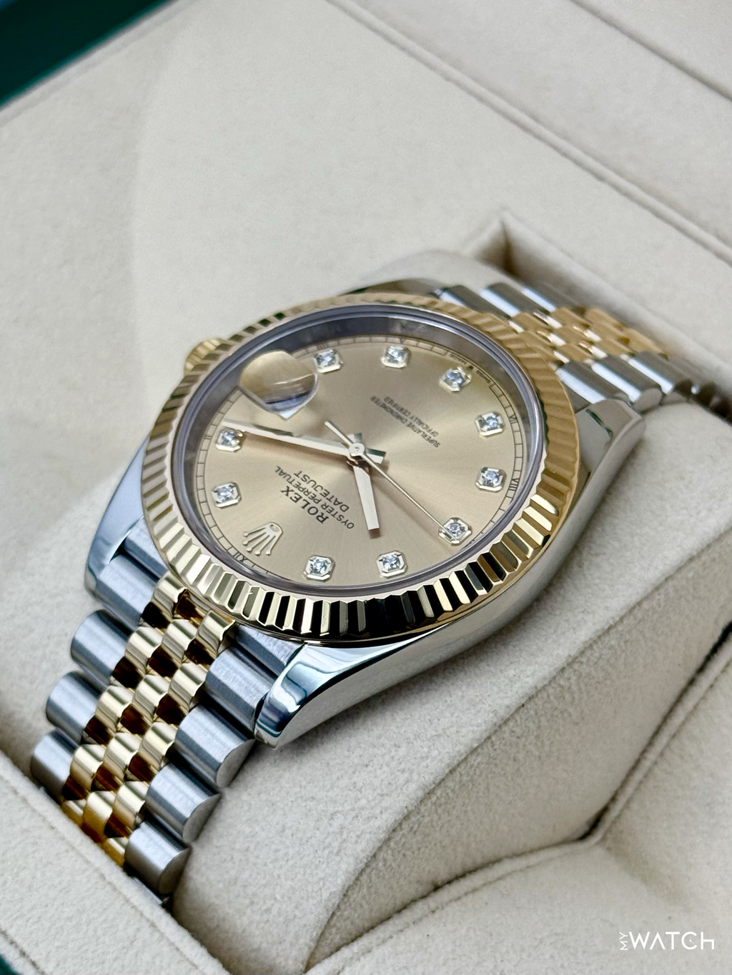 2022 Rolex Datejust 41mm 126333 Two-Tone Jubilee Champagne Diamond Dial