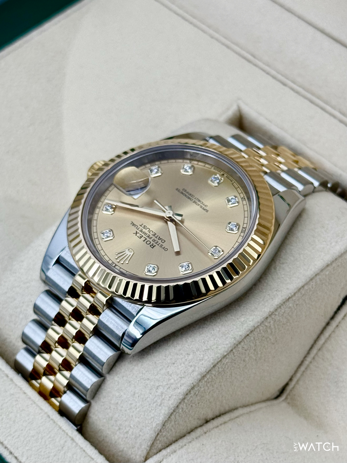 2022 Rolex Datejust 41mm 126333 Two-Tone Jubilee Champagne Diamond Dial