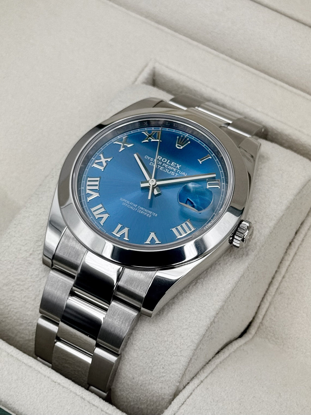 2023 Rolex Datejust 41mm 126300 Stainless Steel Oyster Blue Roman Numeral Dial