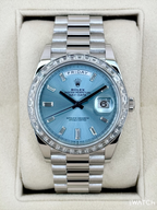 2022 Rolex Day-Date 40mm 228396TBR Ice Blue Diamond Baguette Dial