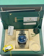 2018 Rolex Datejust 36mm 116234 Jubilee Blue Stick Roulette Date Dial