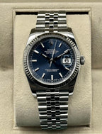2018 Rolex Datejust 36mm 116234 Jubilee Blue Stick Roulette Date Dial