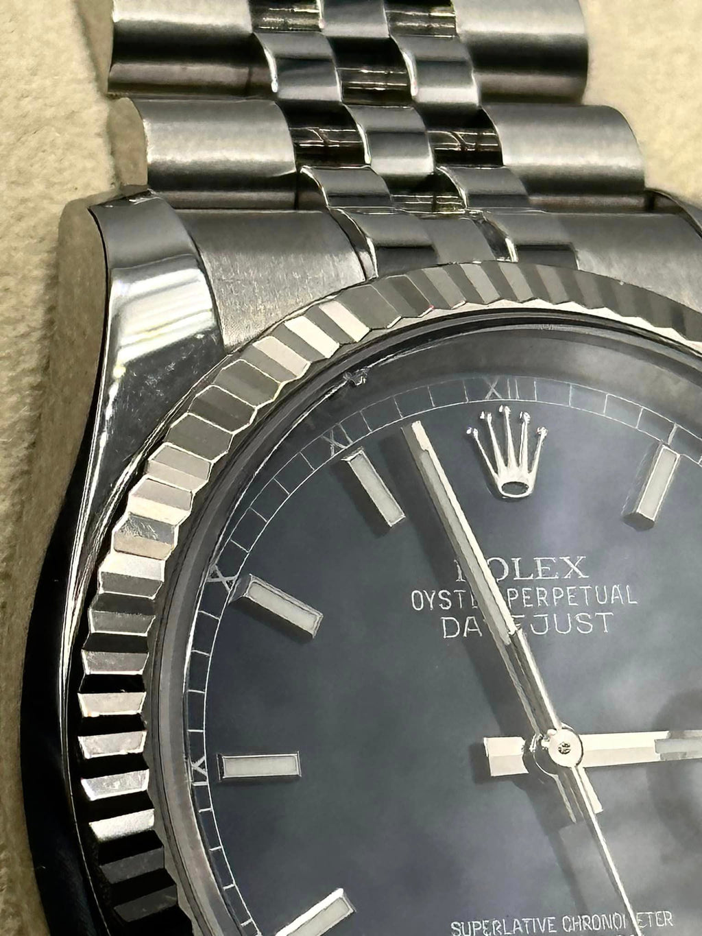 2018 Rolex Datejust 36mm 116234 Jubilee Blue Stick Roulette Date Dial