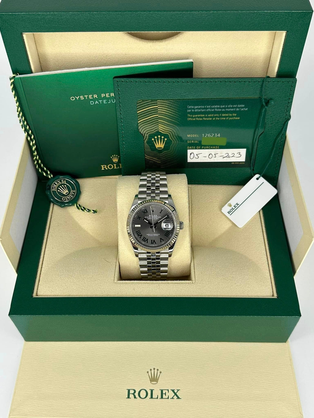 2023 Rolex Datejust 36mm 126234 Jubilee Wimbledon Dial