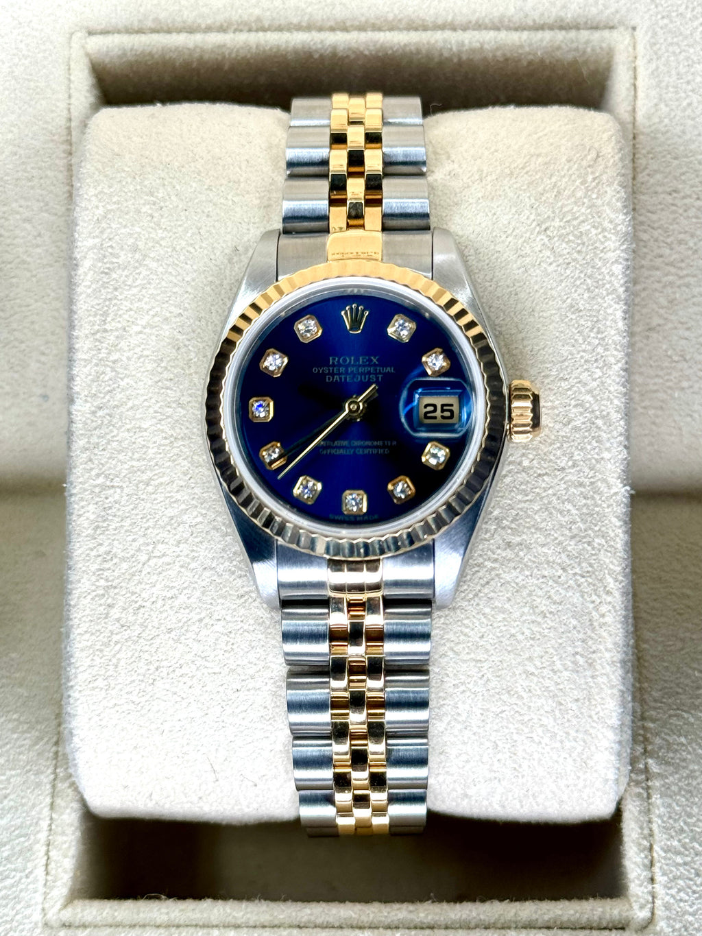 Rolex Lady-Datejust 28mm 79173 Two-Tone Blue 10 Diamond Dial