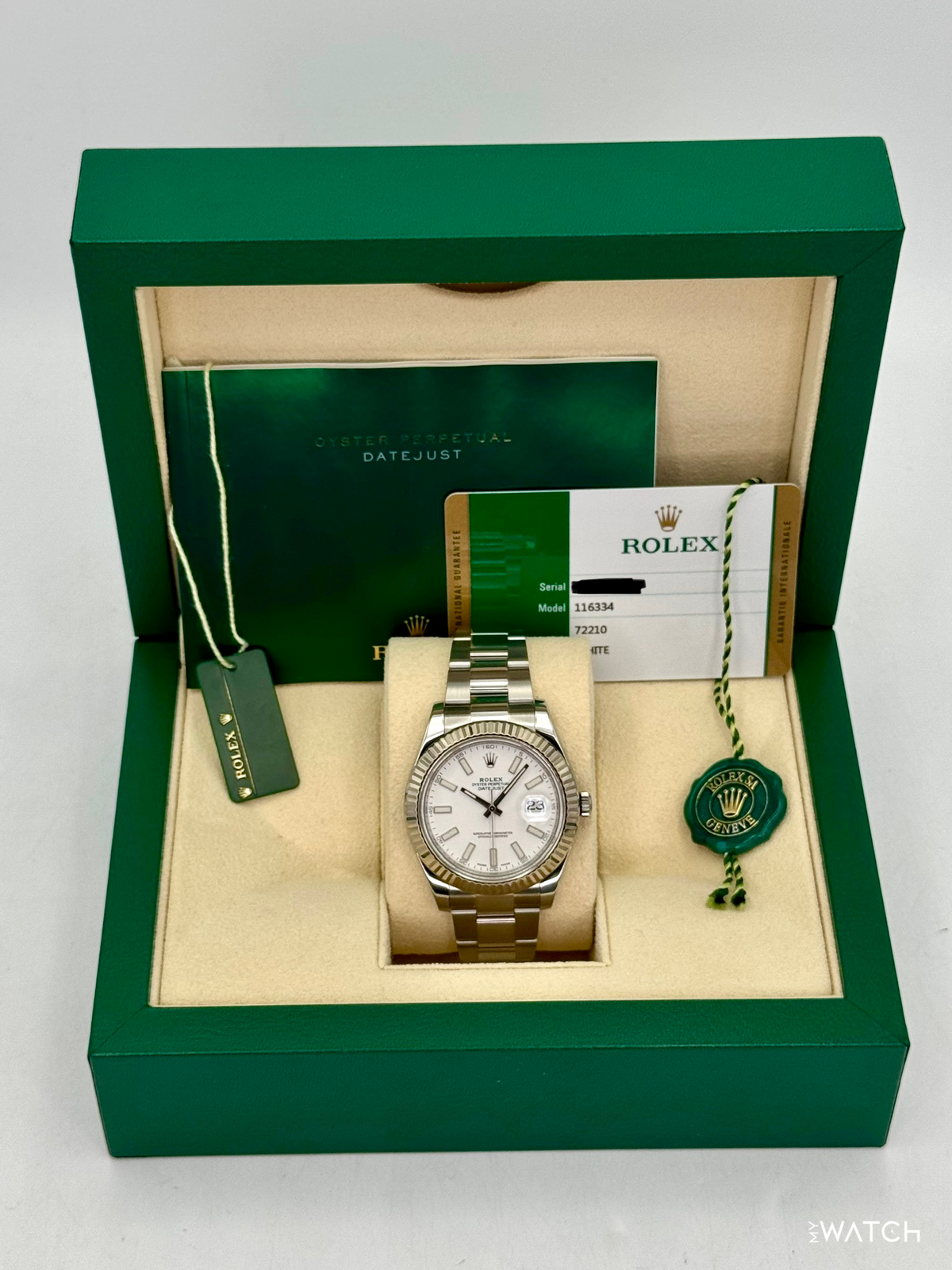 2016 Rolex Datejust II 41mm 116334 Stainless Steel Oyster White Dial