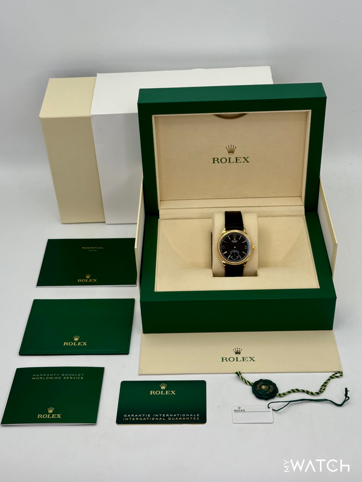 2025 Rolex 1908 39mm 52508 Yellow Gold Black Dial
