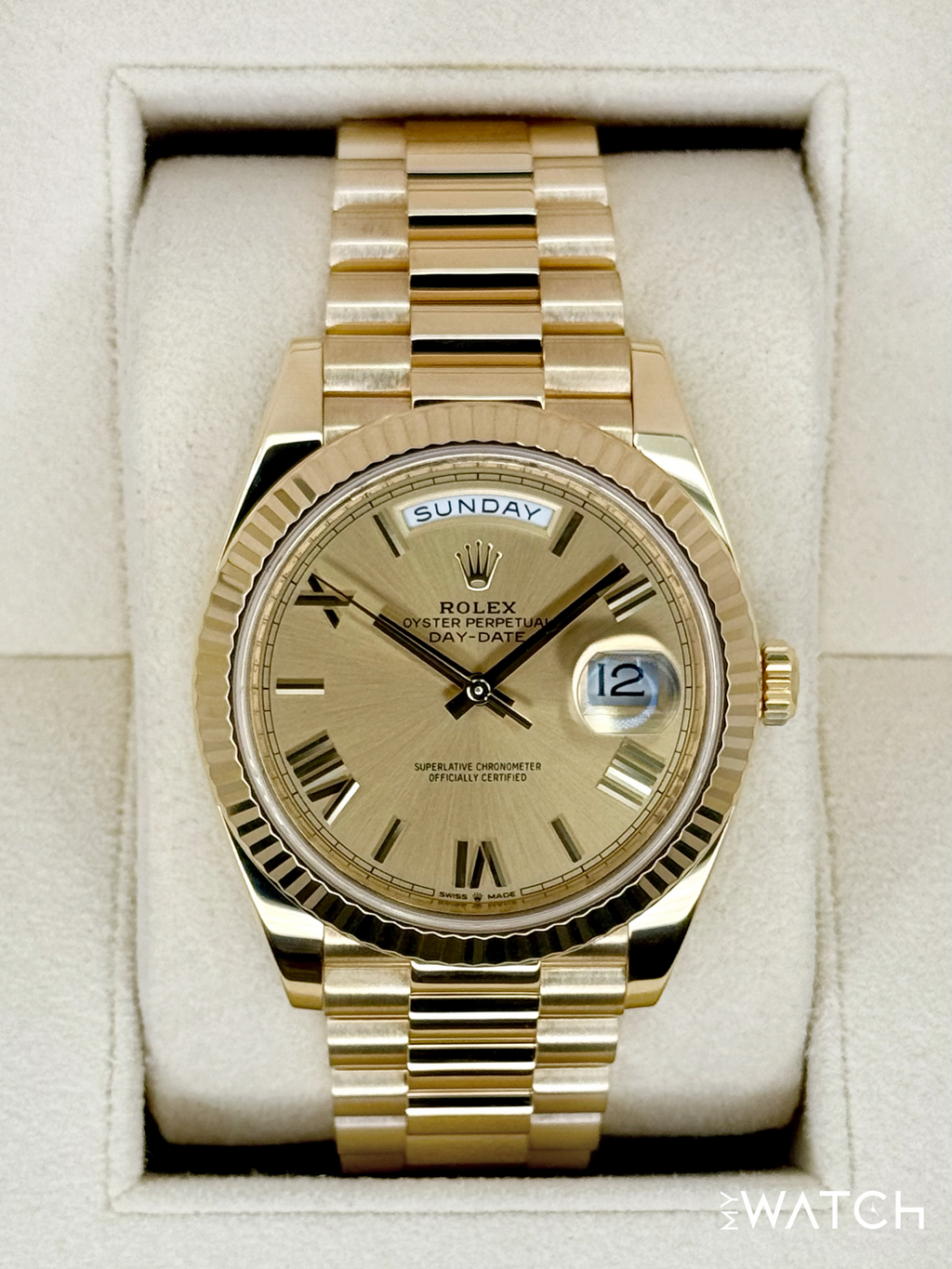 2021 Rolex Day-Date 40mm 228238 Presidential Champagne Roman Numeral Dial