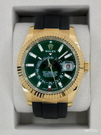 NEW 2026 Rolex Sky-Dweller 42mm 336238 Yellow Gold Oysterflex Green Dial