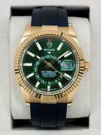 2025 Rolex Sky-Dweller 42mm 336238 Yellow Gold Oysterflex Green Dial