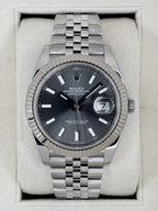 2021 Rolex Datejust 41mm 126334 Stainless Steel Jubilee Rhodium Dial
