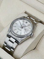 2004 Rolex Datejust 36mm 16220 Stainless Steel Oyster Silver Tapestry Dial (Collectors Set)