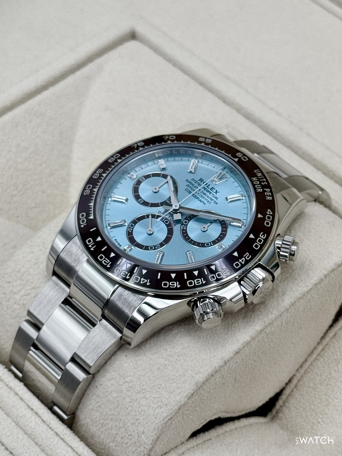 2025 Rolex Daytona 40mm 126506 Platinum Ice Blue Diamond Baguette Dial