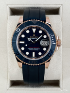 2019 Rolex Yacht-Master 40mm 116655 Rose Gold Oysterflex Black Dial