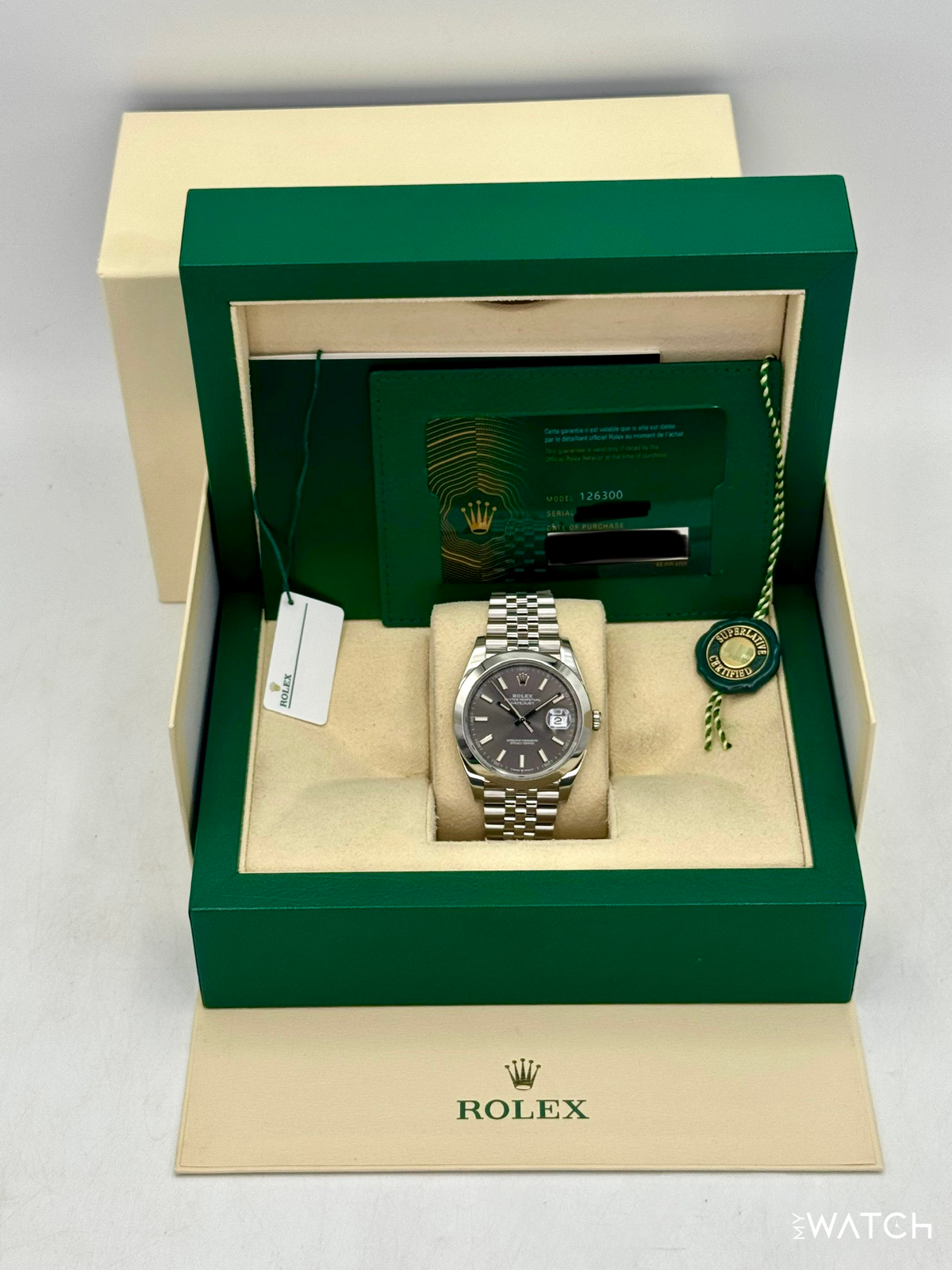 2023 Rolex Datejust 41mm 126300 Stainless Steel Jubilee Rhodium Dial