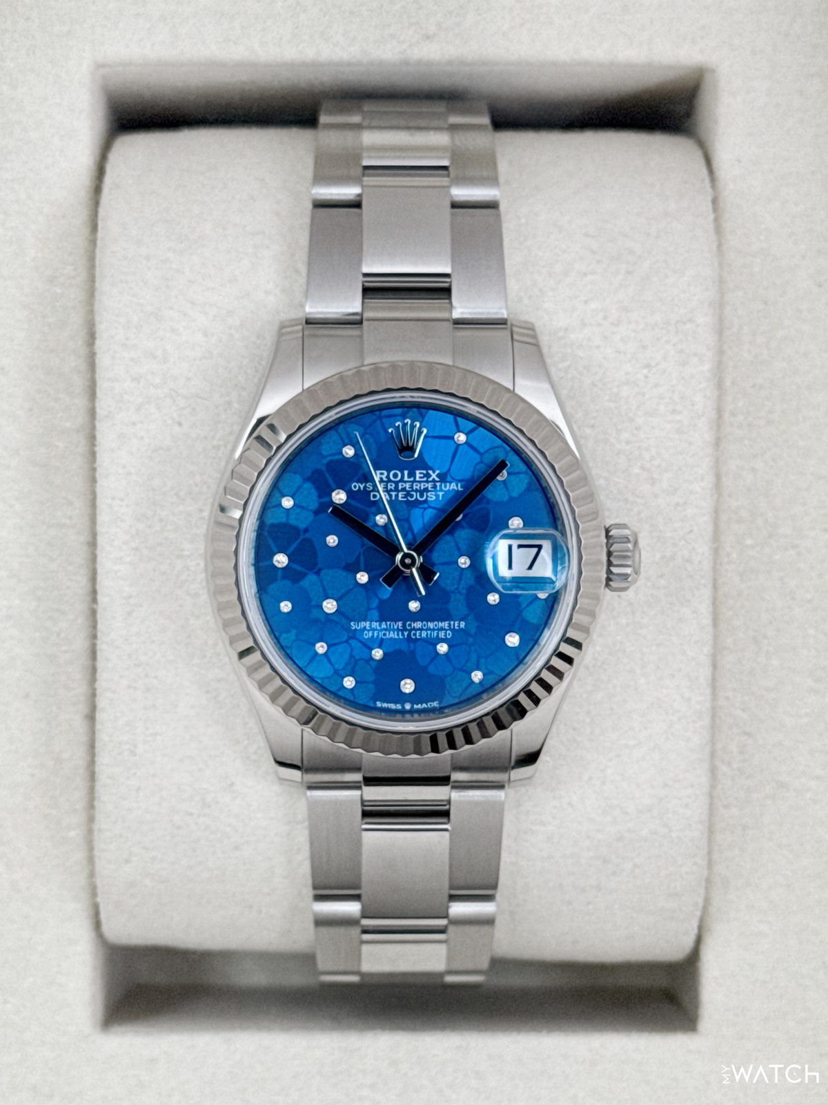 2025 Rolex Lady Datejust 31mm 278274 Stainless Steel Oyster Azzuro Blue Floral Dial