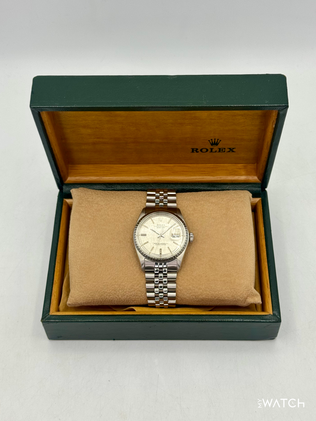 1970 Rolex Datejust 36mm 1603 Stainless Steel Jubilee Silver Linen Dial