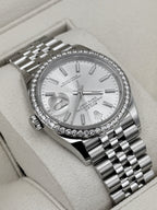 2021 Rolex Datejust 36mm 126284RBR Stainless Steel Jubilee Diamond Bezel Silver Dial