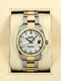 1972 Rolex Datejust 36mm 1601 Two-Tone Oyster Mother of Pearl Diamond Dial