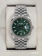 2023 Rolex Datejust 36mm 126234 Stainless Steel Jubilee Green Palm Motif Dial