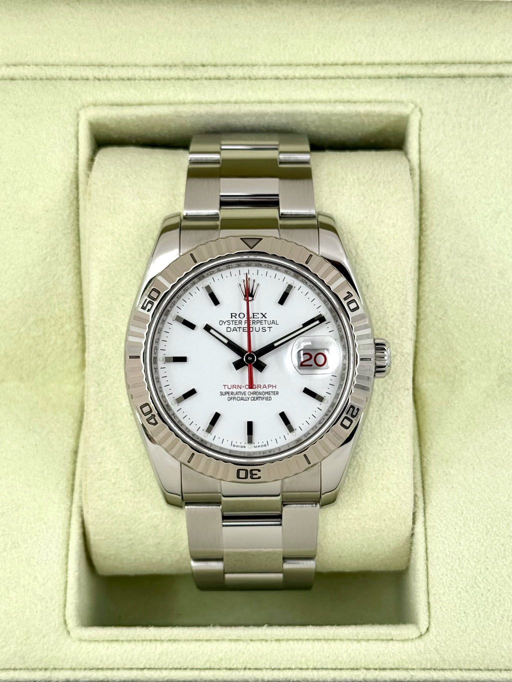 2005 Rolex Datejust Turn-O-Graph 36mm 116264 Oyster White Dial